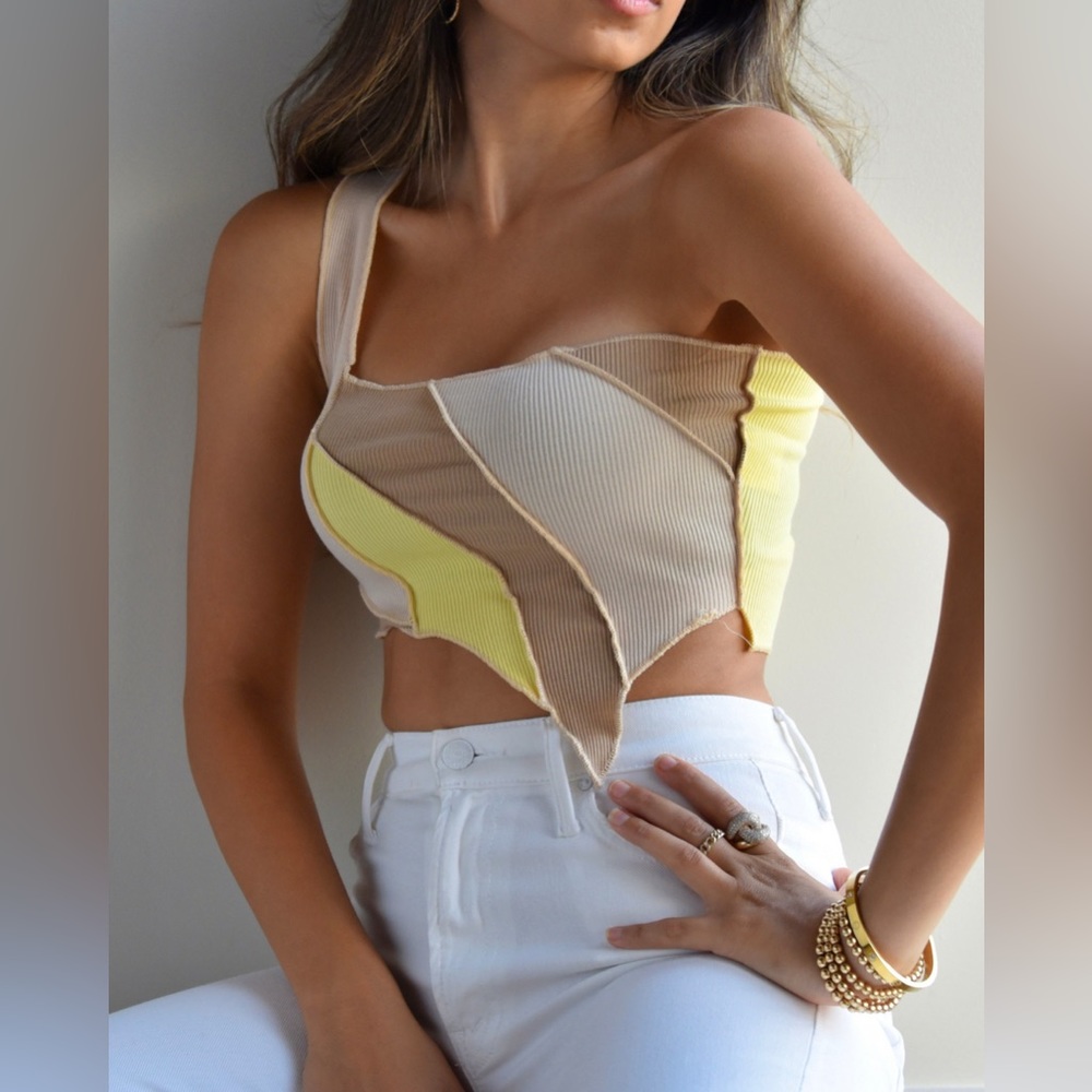TopsForDays Verona One Shoulder Crop Top Multi